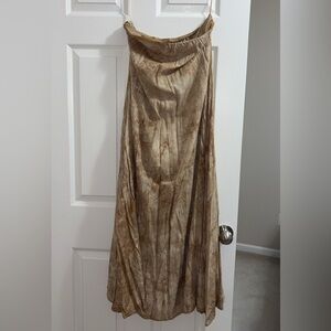 Petal & Pup Soph Strapless Linen Maxi Dress Tan Tie Dye